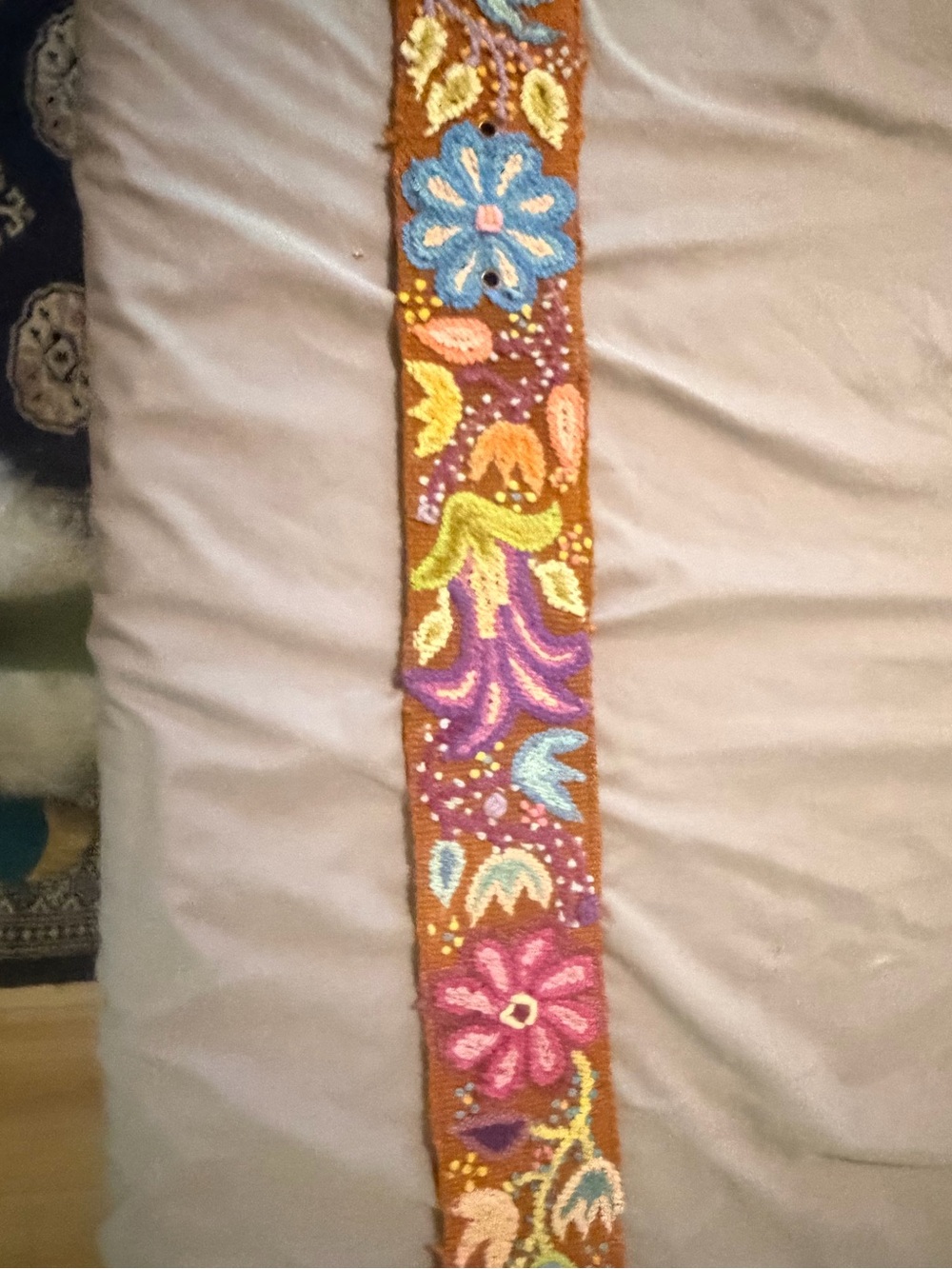 Vintage 70s Embroidered Floral Belt - Multicolor - Picture 2 of 7
